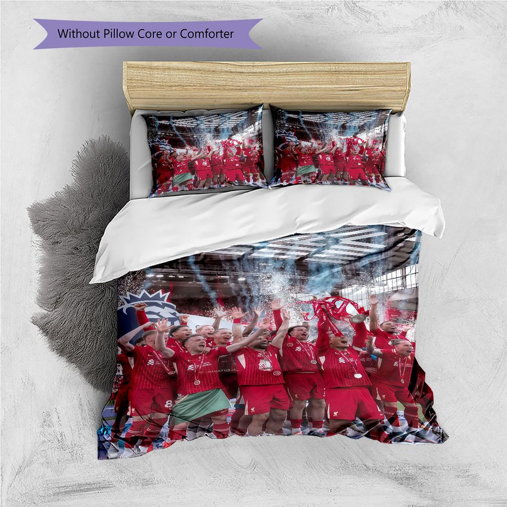 Liverpool Players Pattern Bedding Home Decoration Birthday Gift ( 1 Duvet Cover + 2 Pillowcase, Without Core),fan Merchandise.