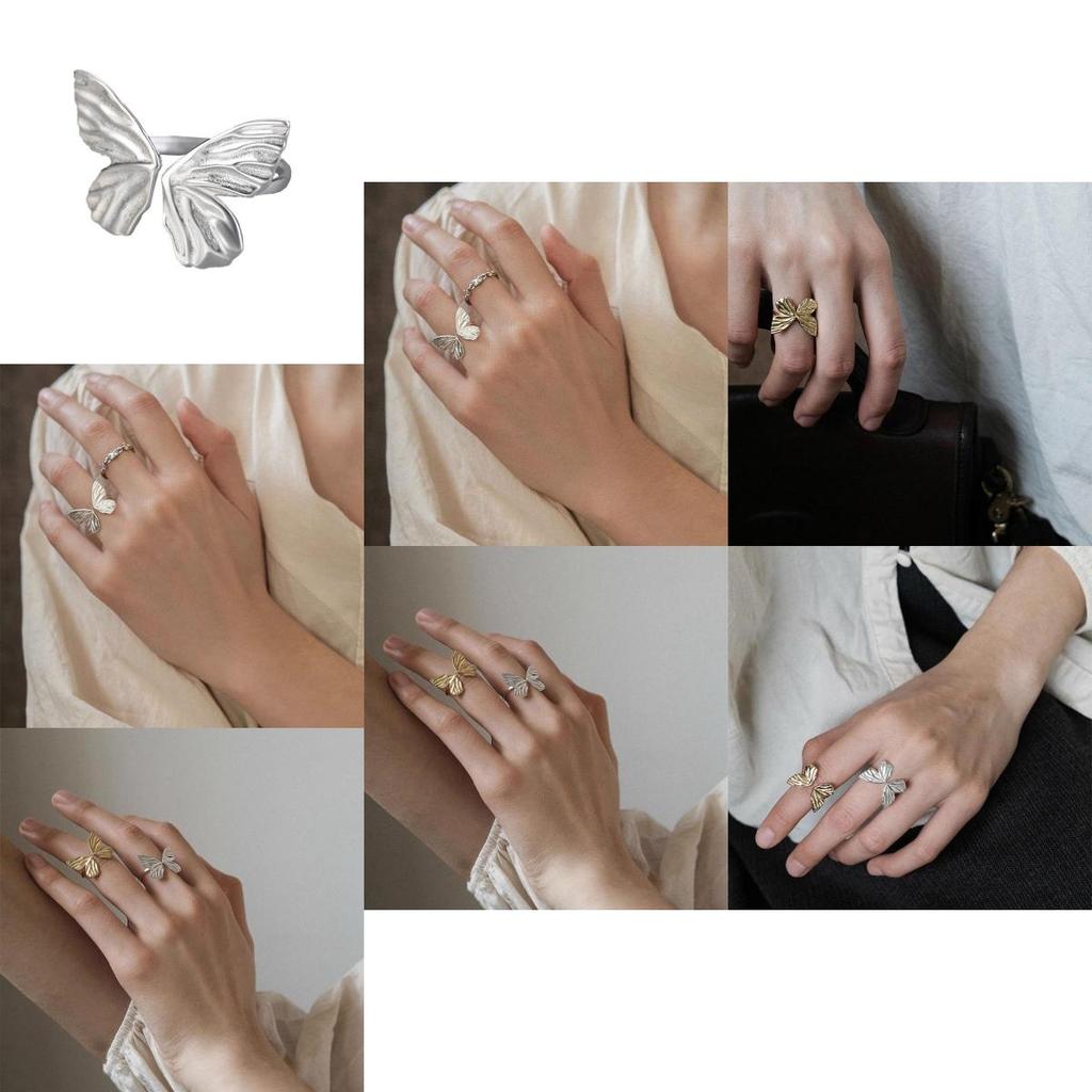 Trendy Geometric Butterfly Ring For Women Chic Adjustable Copper Fashion Jewelry