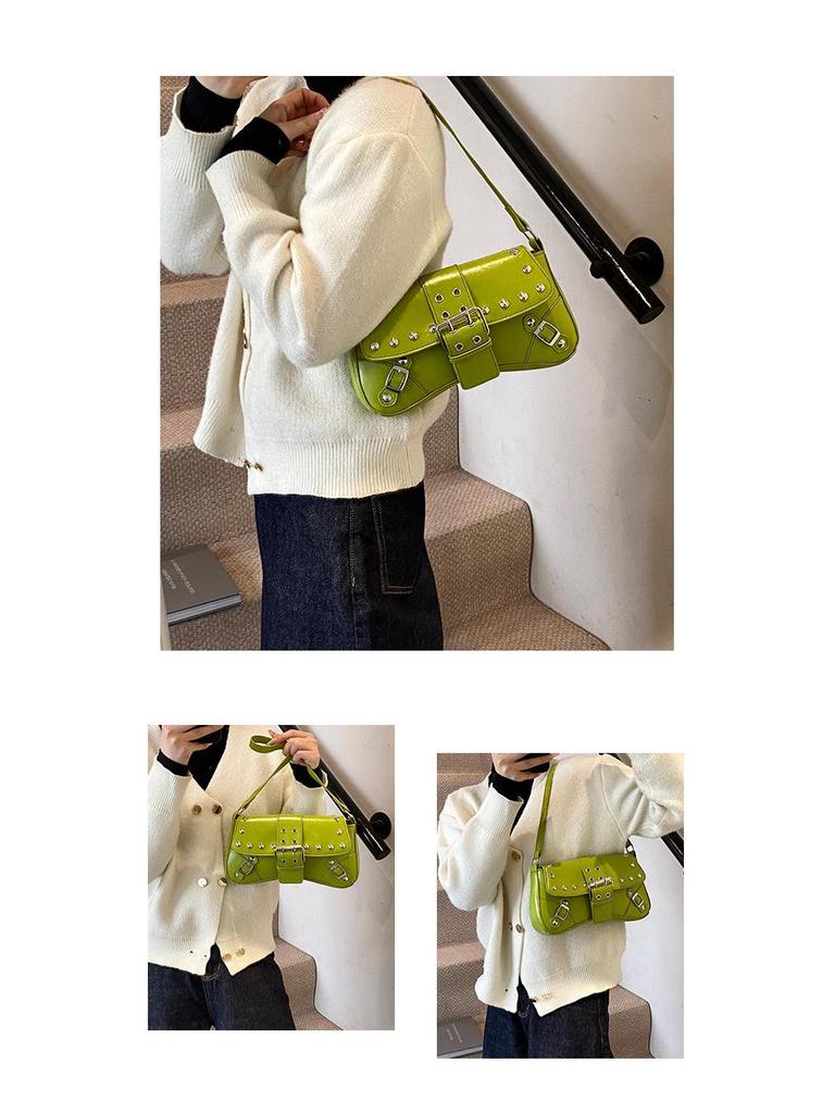 Punk Rivet Single Shoulder Bag: 2024 Retro Women's Versatile Casual Handbag
