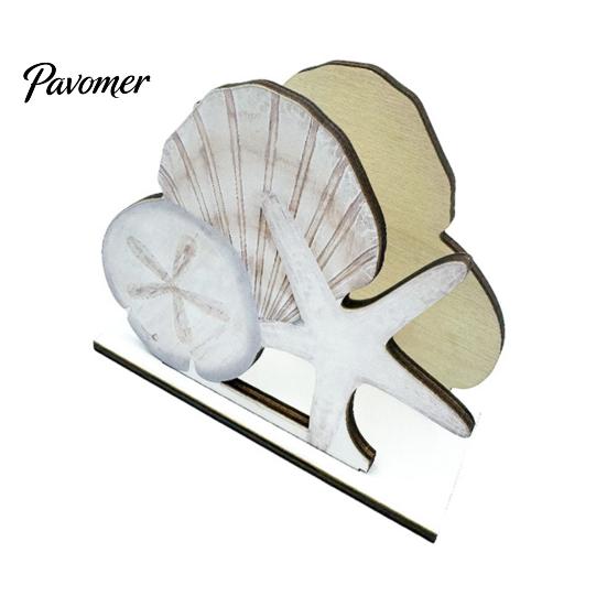 Rustic Wood Paper Towel Stand Wooden Napkin Holder, Vertical Ocean Style Dispenser, Square Theme Dispenser Ordered Storage Holder for Kitchen