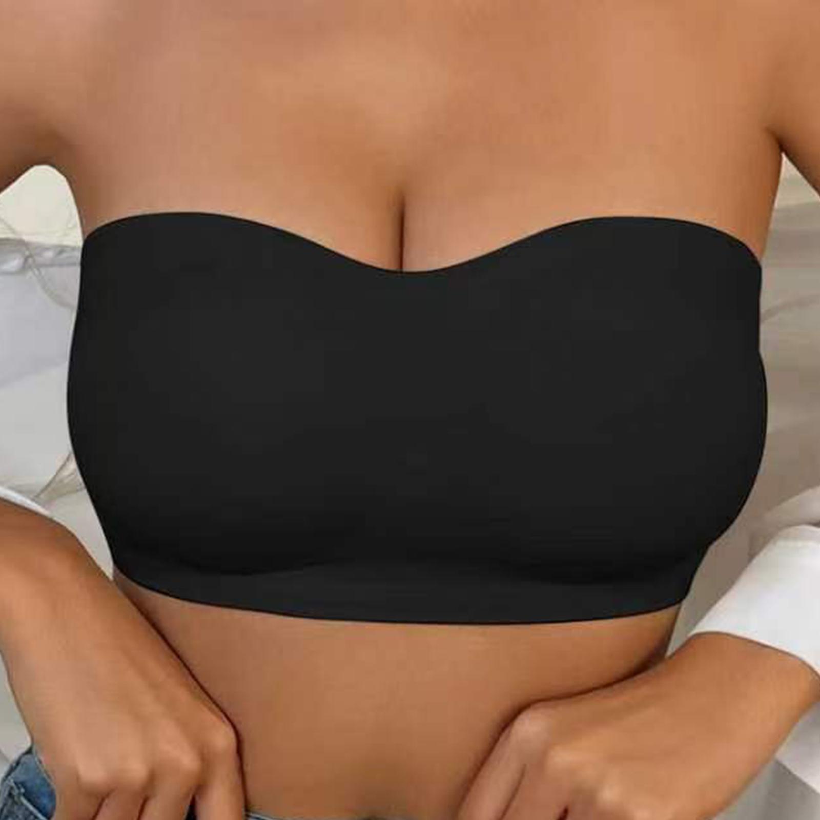 Zeriluna Cross-back strapless bra Cross-back strapless nylon-spandex close-fitting comfortable underwear Black S