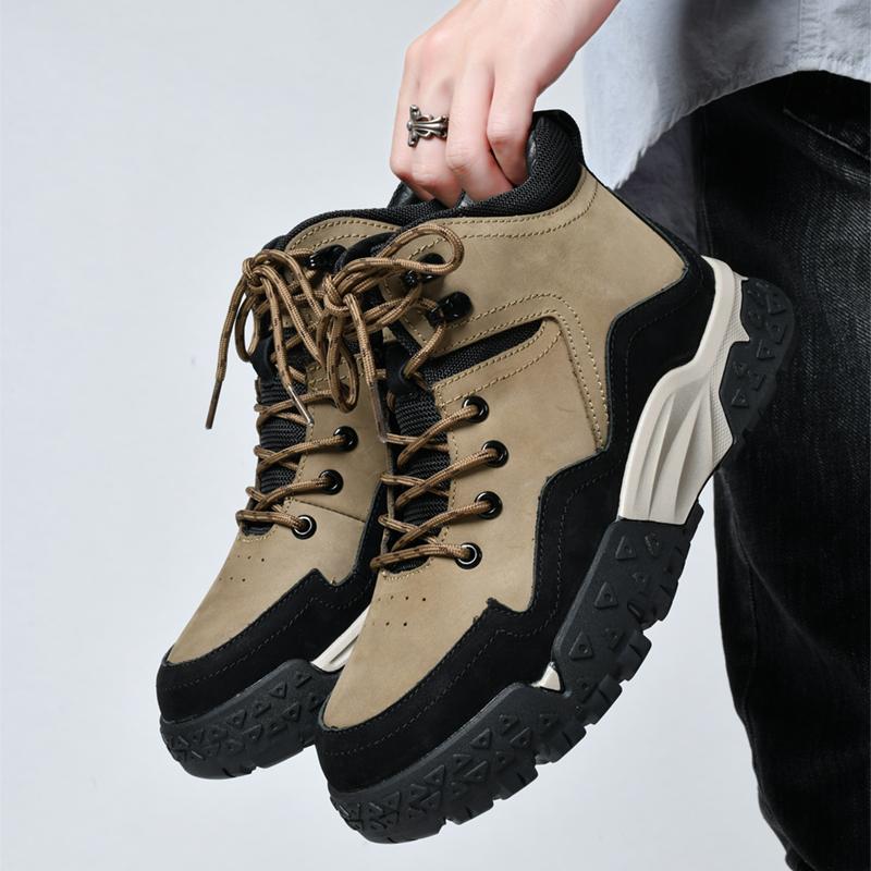 Fashion Men's Leather Sneakers High-top Casual Shoes