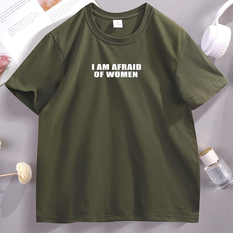 Ich habe Angst vor Frauen T-Shirts Lässig Baumwolle Kurzarm Rundhalsausschnitt T-Shirt Unisex Ehemann T-Shirt Weich Atmungsaktiv Lässige Kleidung Oberteile