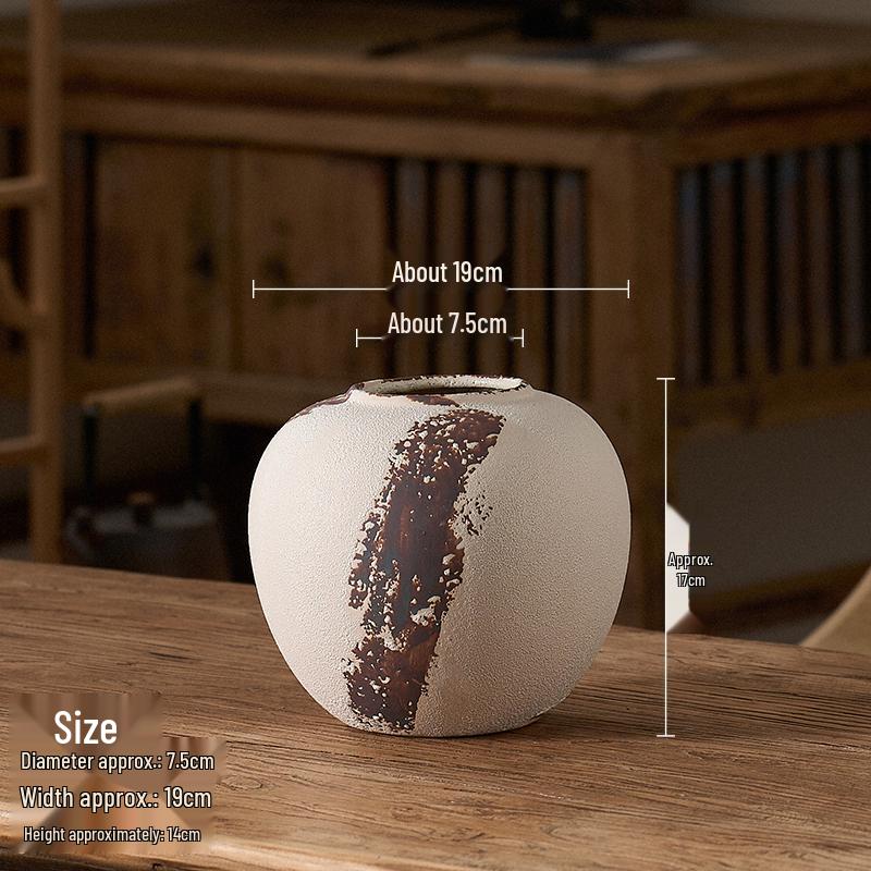 Retro Mottled Ceramic Ikebana Vase in Wabi-Sabi Style, Perfect for Living Room Decor and Homestay Model Rooms