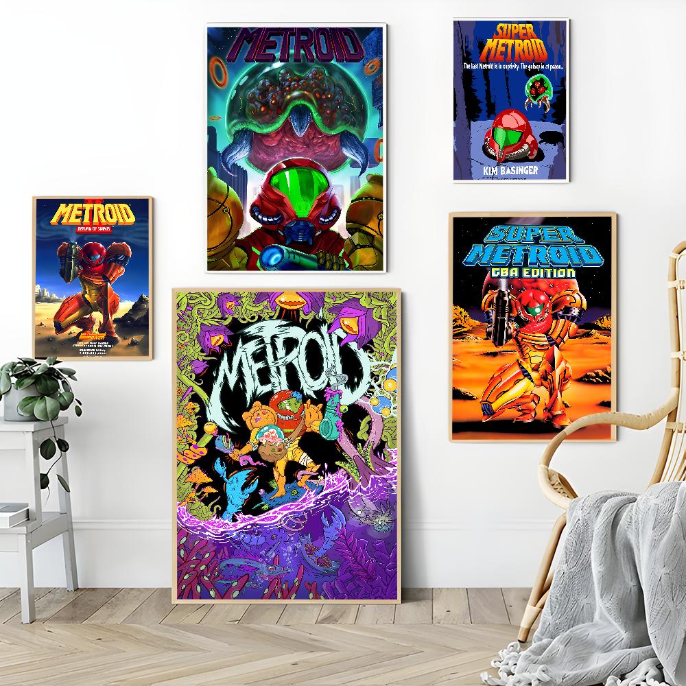 Game M-METROID Classic Vintage Posters Vintage Room Home Bar Cafe Decor Nordic Home Decor