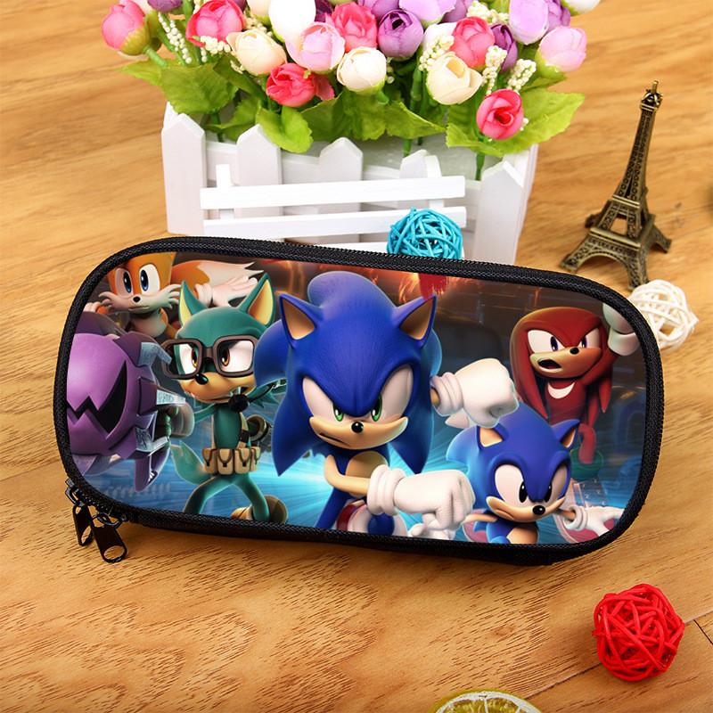 Sonic The Hedgehog Large Capacity Pencil Case With Nylon Material For School Supplies