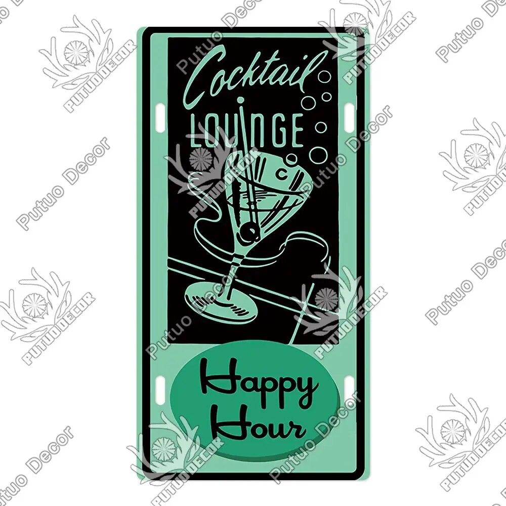Placa de metal para coquetel Putuo Decor Placa de licença Placa de metal Placa de lata vintage Decoração para Pub Bar Sala de estar Porta Clube Decoração