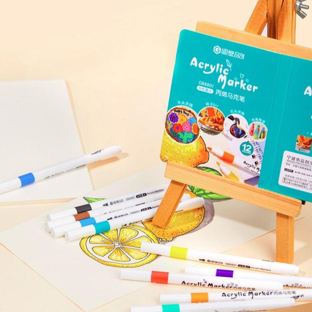 Waterproof 12/24/36/48/60 Colors Acrylic Marker Drawing Multicolor Markers Brush Pens Set  School