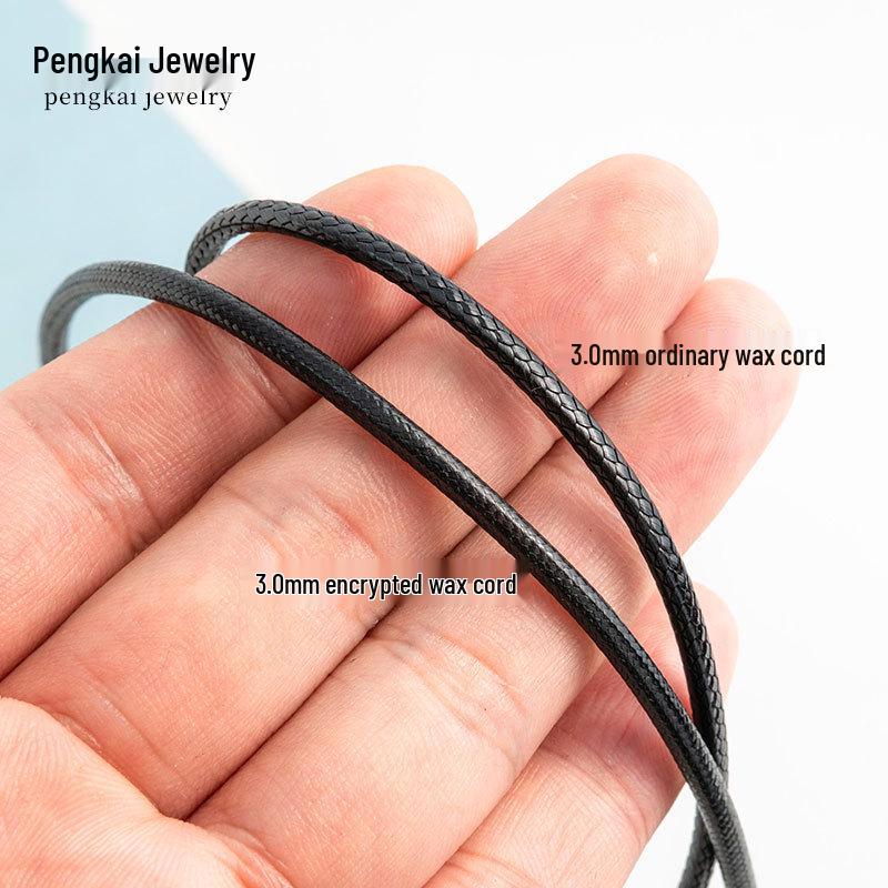 3.0 Encrypted Handmade Waxed Leather Necklace Cord - Pendant and Jewelry Accessory for Men and Women