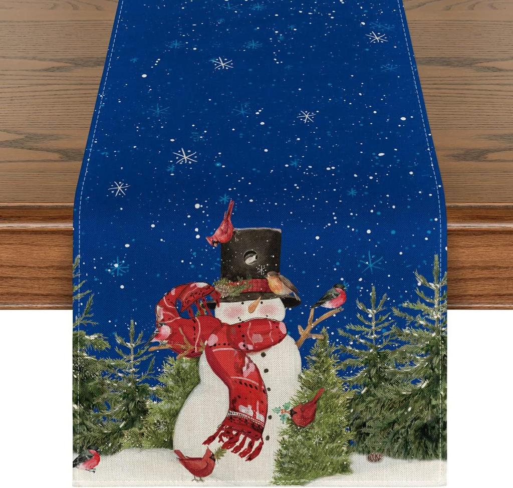 Winter Table Runner,Snowflake Decor, White, Gold, Table For Table, Seasonal, Christmas, Holiday, Home Decor