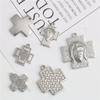 Stainless Steel Square Cross Pendant Charm for DIY Jewelry