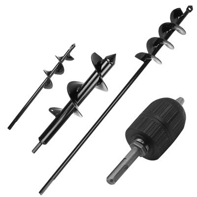 PLEAVIT Earth Drill, Auger Drill Bit, Hole Digger for Lawn and Garden Use, Hex Shank (Drill Chuck Adapter Set)
