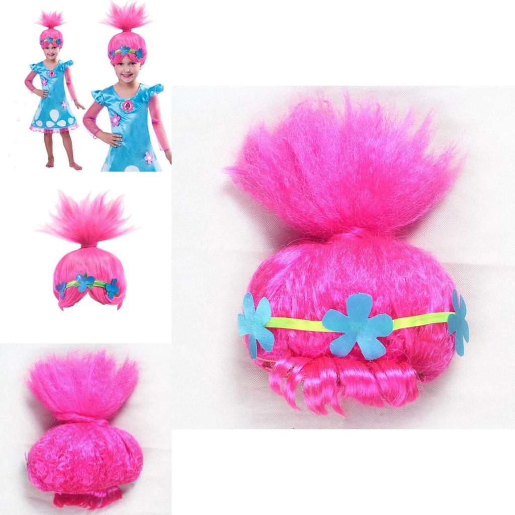 Kinder Troll Stil Festival Party Perücke Für Cartoon Cosplay Mit Pinker Kopfschmuck Kappe