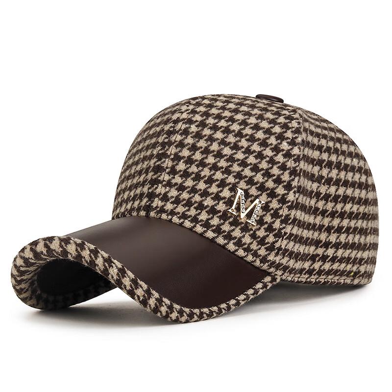 Zhenyueqi Women s Houndstooth Wool Blend Baseball Cap Adjustable