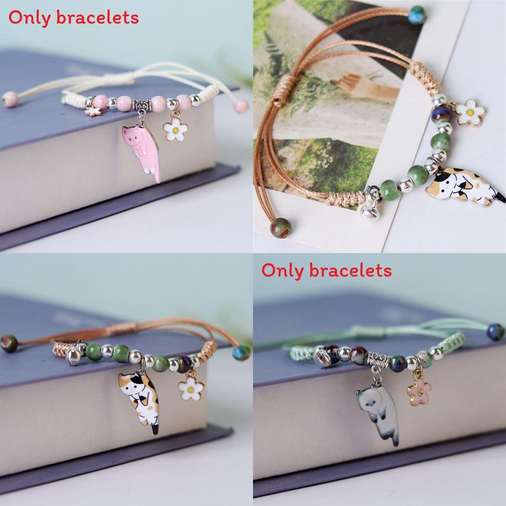 Minimalist Cat Charm Bracelet With Alloy And Woven Cord For Womens Fashion And Gift
