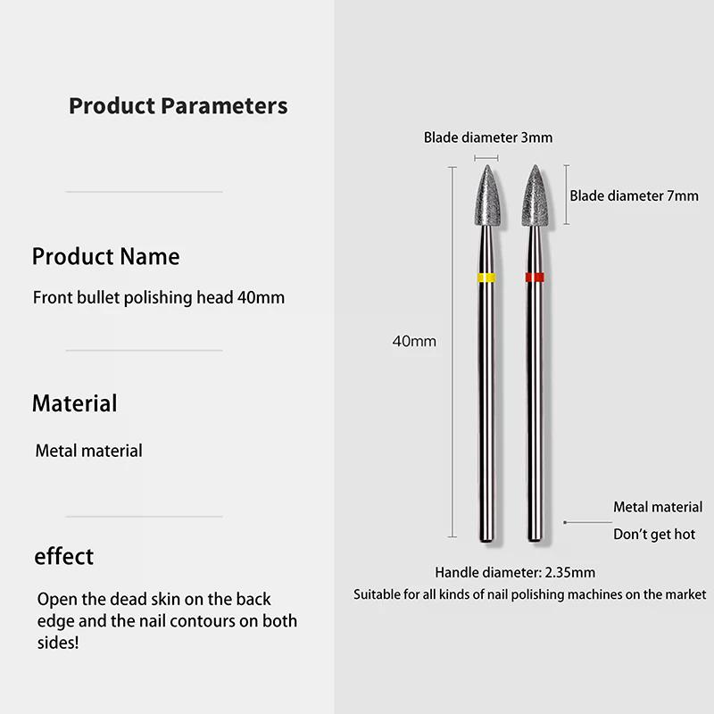 Nail Drill Bits 3/32'' Bullet Head Nail Bits Electric Milling Cutter For Manicure Rotary Cuticle Clean Nail Tools