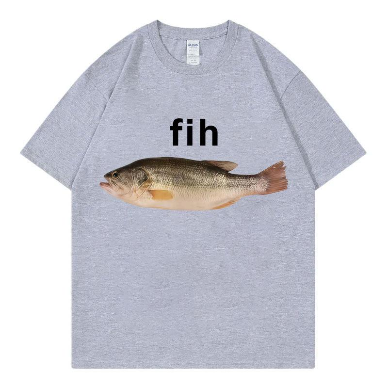 Funny Fih Fish Meme Tshirt High Quality Fashion Short Sleeve T Shirts Unisex Women Casual Loose Cotton Tshirts Summer Streetwear