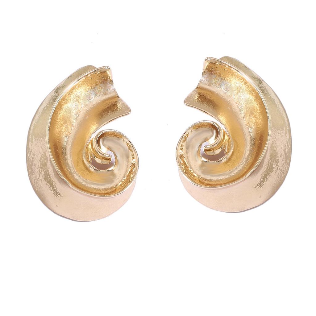 New Vintage medieval retro concave-convex spiral semi-round metal earrings, irregular heavy metal stud earrings