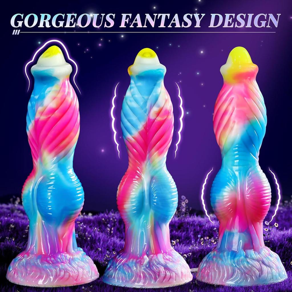 Stoßender Drache Dildo Vibrator Sexspielzeug 10" 4 IN 1 Monster Fernbedienung Dickes Dildo Saugnapf Dildo Analspielzeug Erwachsenenprodukt Wasserdichter Masturbator