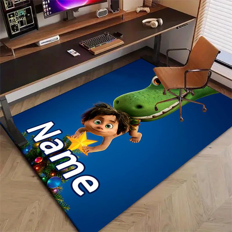 Custom The Good Dinosaur Mat Personalized Name, Polyester Washable Indoor Entryway Rug, Gift for Christmas, Easter, Thanksgiving Day