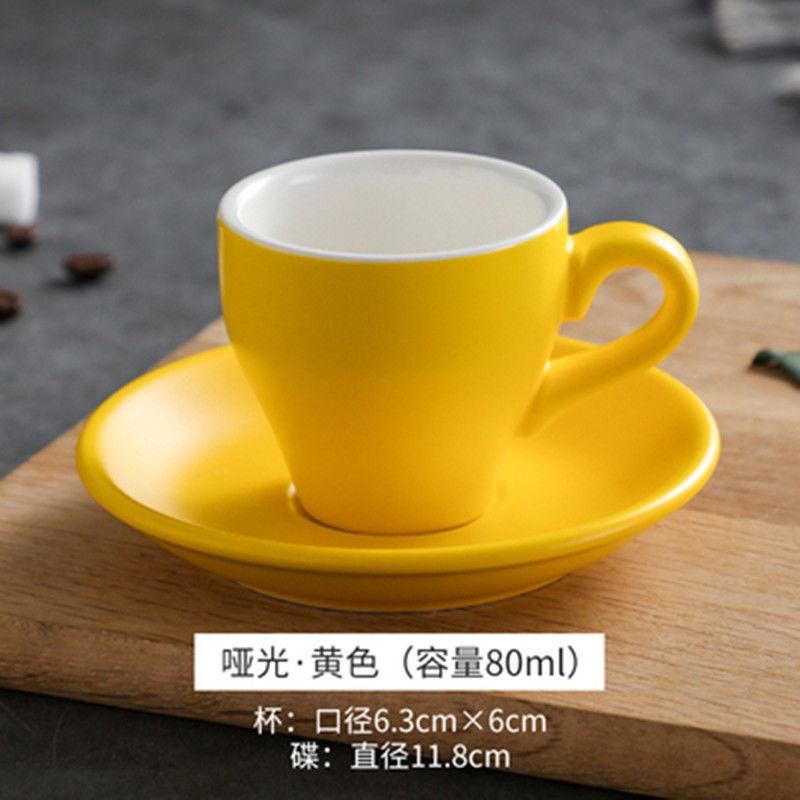 Thickened Ceramic Coffee Cup Set 80ML Italian Espresso Cup Plate Small Cup Colorful with Plate Spoon Drinkware
