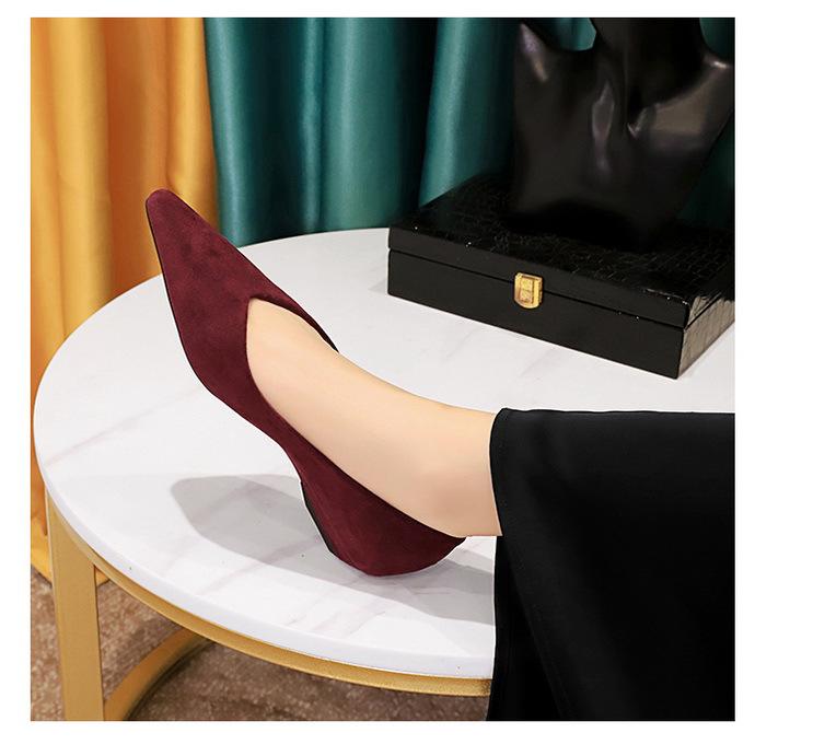 Korean Style Women's Wedge Heel Suede Pointed Toe Shoes - Comfortable & Versatile