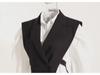 2025 Spring Korean Slim Puff Sleeve White Shirt & Waist Strap Vest Set