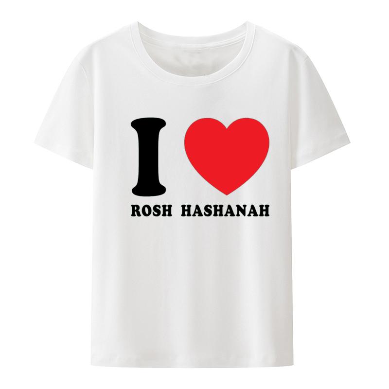 

I Love Rosh Hashanah Jewish Holiday Shirt Anime Tshirt Graphic Print Top Tee Funny Tshirts Harajuku Humor Female Clothing Pair S