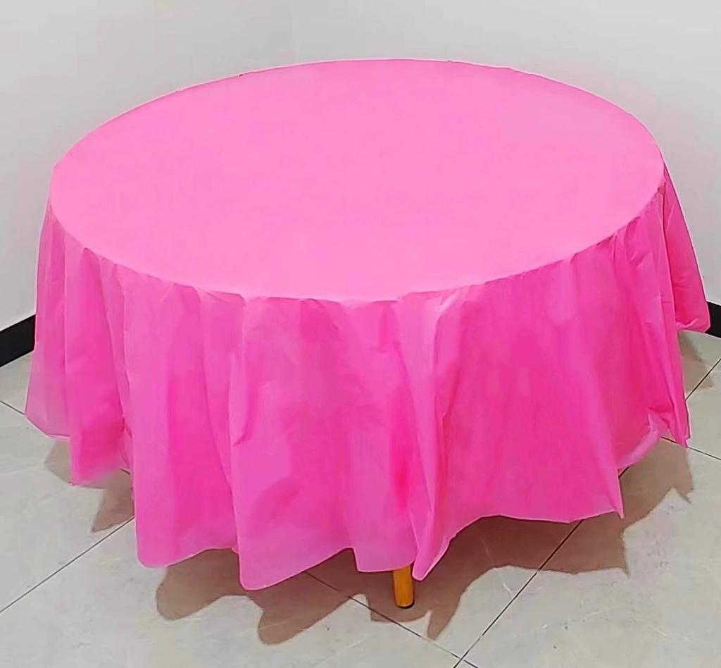 4er-Pack Premium Einweg-Plastiktischdecke 84" Runde Tischabdeckung für Geburtstage, Hochzeiten, Weihnachten, Jubiläen