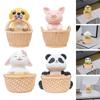 Small Flower Pot Desktop Storage Organizer Cartoon Animal Statue Gift, Tabletop Decoration, Plant