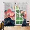 Set Of 2 Versatile Polyester Transparent Curtains Home Decoration Abstract Background Use Bedrooms Living Rooms Made Area Window Treatment