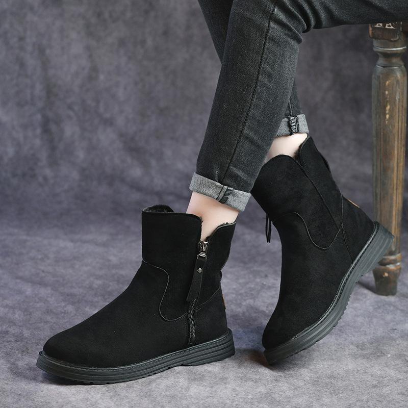 Fashion European and American Frosted Snow Boots Women's 2024 New Winter Anti Slip and Warm Women's Short Cotton Boots Zapatos De Mujer