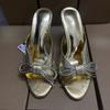 Soleist Golden High Heels Women Sandals Bow Knot Decoration Brand Designer Summer Mules Open Toe Elegant Stiletto Party Shoes for Female