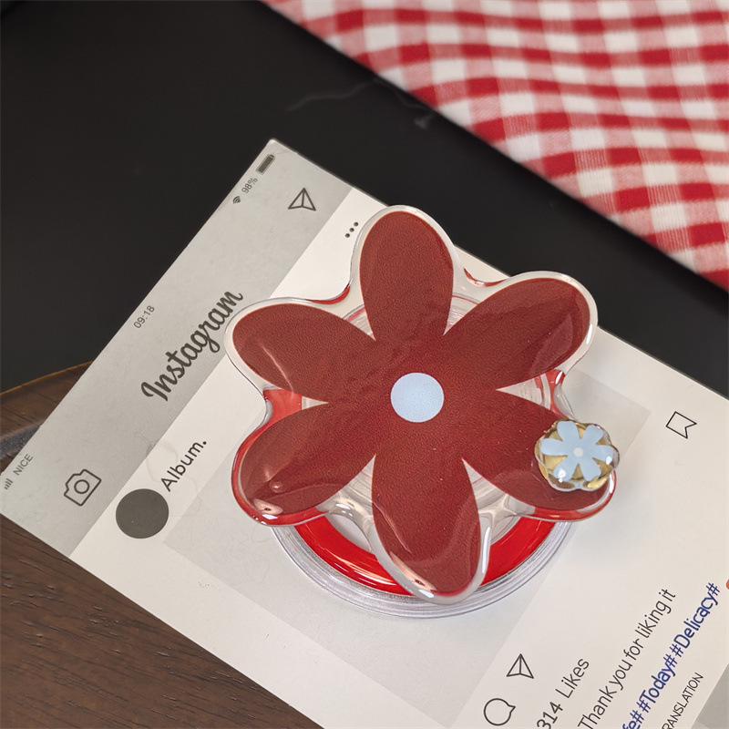 Korean Style Floral Rotating Magnetic Phone Holder with Detachable Telescopic Back Sticker for Hands-Free Viewing, New Model.