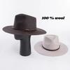 Australian 100% Wool Vintage Fedoras Hat for Women/Men Jazz Top Wool Felt Hat with Brown Belt Big Head Size Sun Hat M/L/XL 61cm