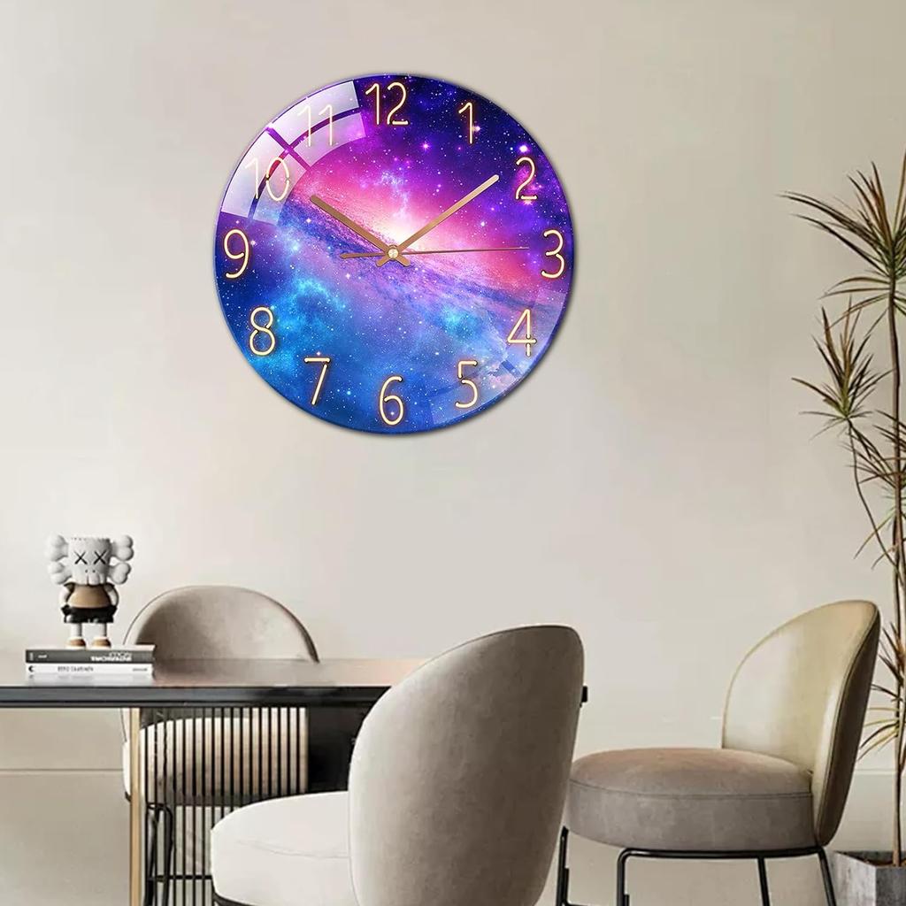 Digital veggklokke med lite støy, 30 cm/12 tommer Galaxy veggklokke Kvartsklokke Stille stille, enkel klokke for hjemmeinnredning Barnerom