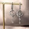 Twinkling Star Moon Floral Ear Studs With Micro Paved Zircon Accents And Lightweight Copper Construction
