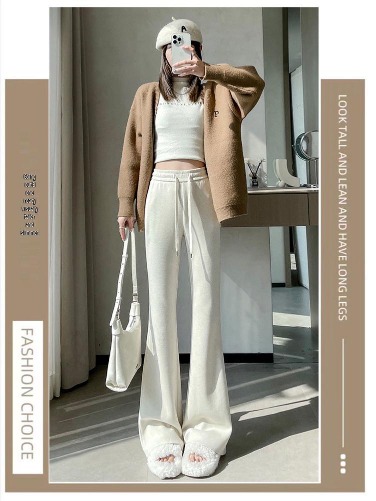 Women's High-Waisted Micro-Flared Slim-Fit Wide-Leg Pants