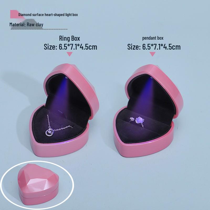 Heart-Shaped LED Ring & Necklace Box with Light - Jewelry Gift Packaging