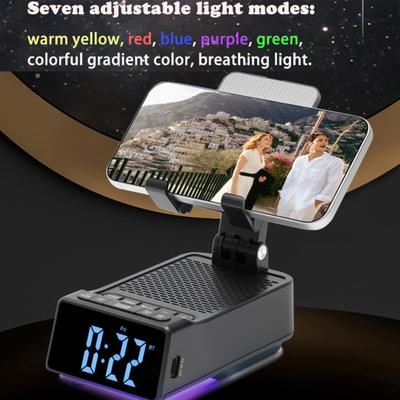 Desktop-Handyständer mit Bluetooth-kompatiblem Lautsprecher Wiederaufladbar Faltbar Wecker Timer Verstellbarer Winkel Halter für Alle Handys Tablets