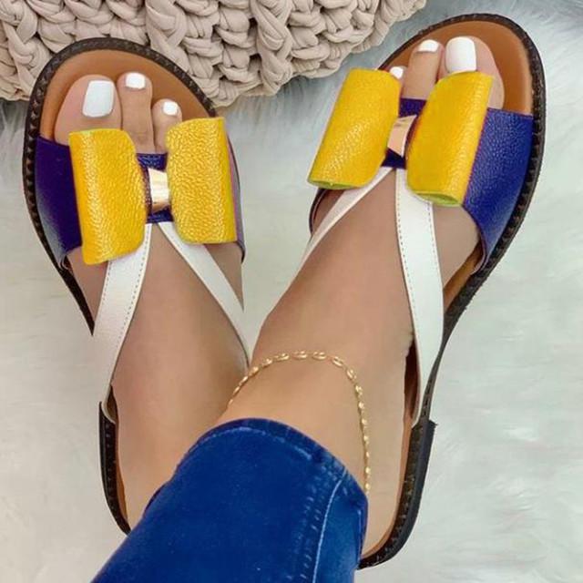 Summer Women Slippers Cute Butterfly -Knot Casual Sandals Lady Slides Zapatillas Mujer Flats Slip -On Women Shoes For Women