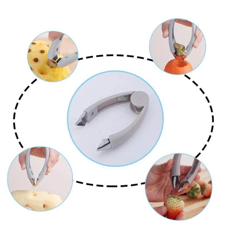 Herramientas portátiles de cocina, pelador de piña y fresa de acero, práctico removedor de semillas de frutas y verduras, pinza para frutas, accesorios