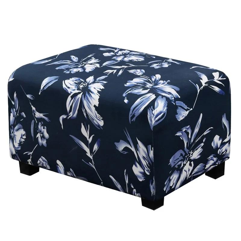 Ottoman Slipcovers Rectangle Super Stretch Footrest Sofa Slipcovers Footstool Protector Covers Feature Soft Thick Bouncy