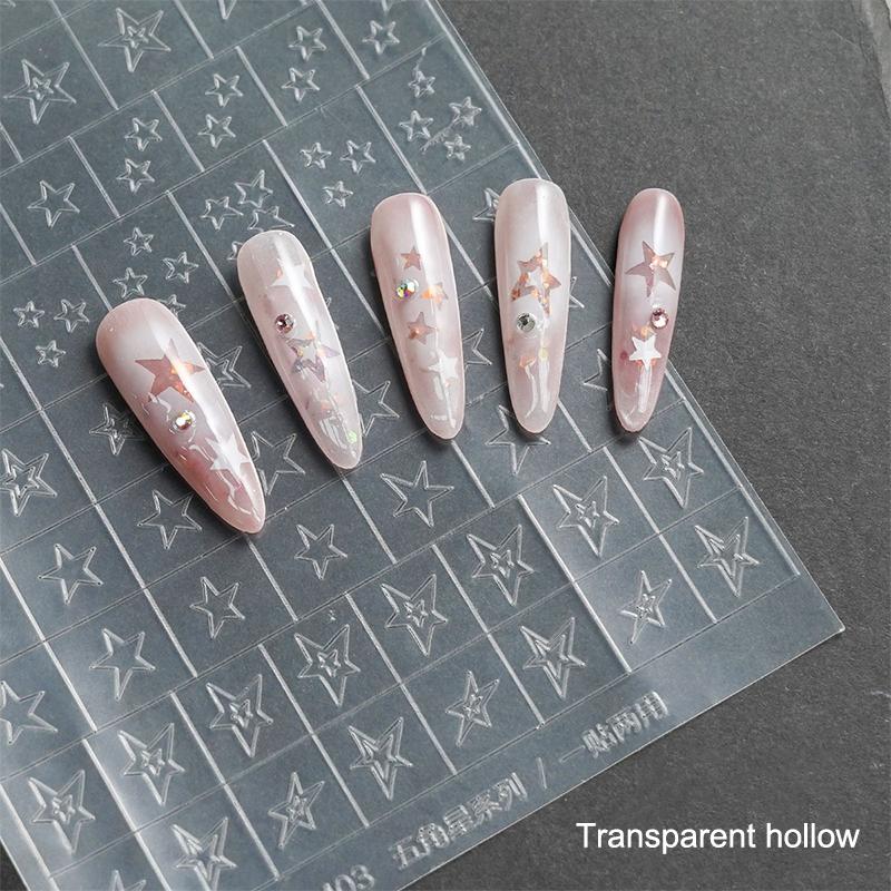 Flocon de neige creux transparent Feux d'artifice Cheval Autocollants pour ongles Pochoir aérographe Année du Cheval Série Nouvel An Décoration Autocollant pour ongles