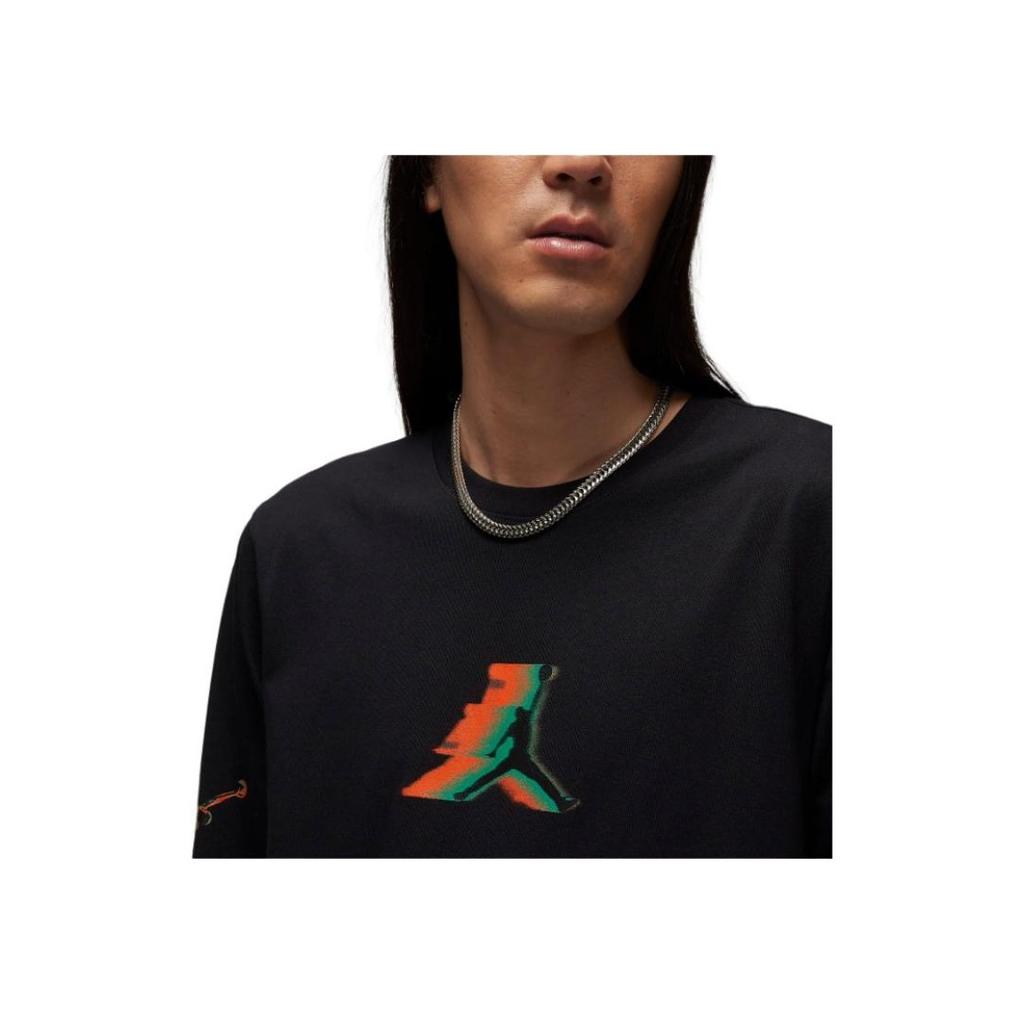 Jordan Logo Print Vintage Round Neck Pullover Long Sleeve T-Shirt Men Tops Black FB7456-010