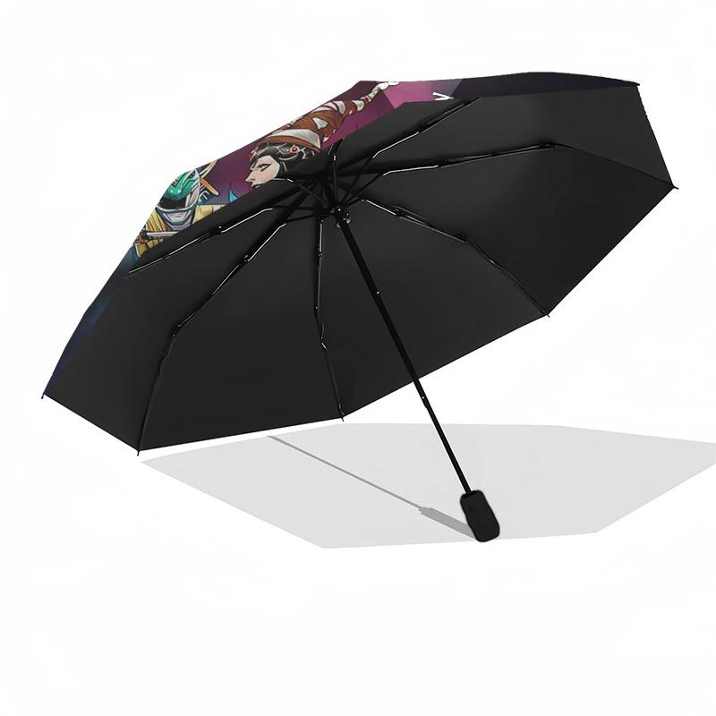 1pc Power Rangers Automatic Opening Folding Umbrella with 3-Fold Design, 8-Bone Iron Frame, Outdoor for Fans, Travelers, Daily Use, Gift for Festivals