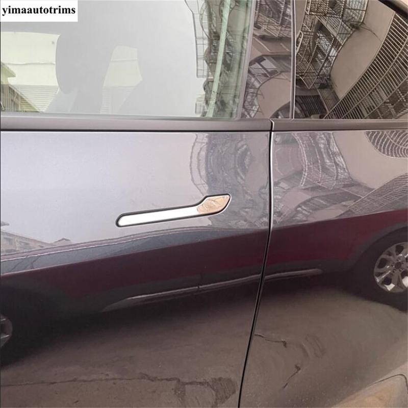 Car Outer Door Handle Decoration Cover Trim ABS Black / Stainless Steel Accessories Exterior For Tesla Model 3 Model Y  2024