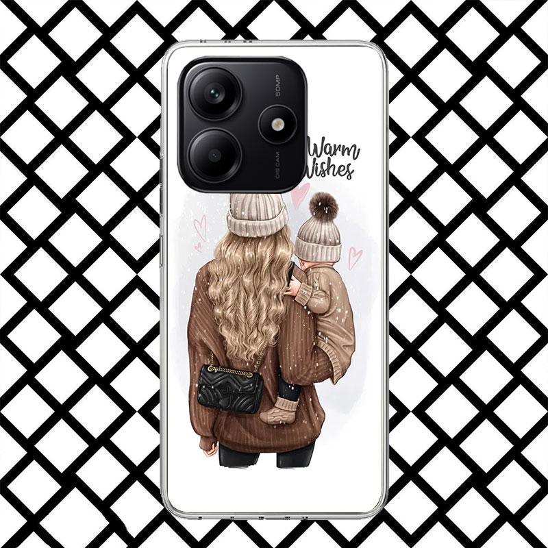 Baby Mom Girls Phone Case for Xiaomi Redmi Note 15 14 14S 13 12 12S 11 Pro Plus 11E 11T 11S 10S 5G Soft Cover Fundas Redmi Note
