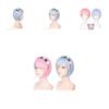 Premium Women Short Ram Rem Cosplay Wig With Stylish Adornment And Heat Resistant Synthetic Bob Hair