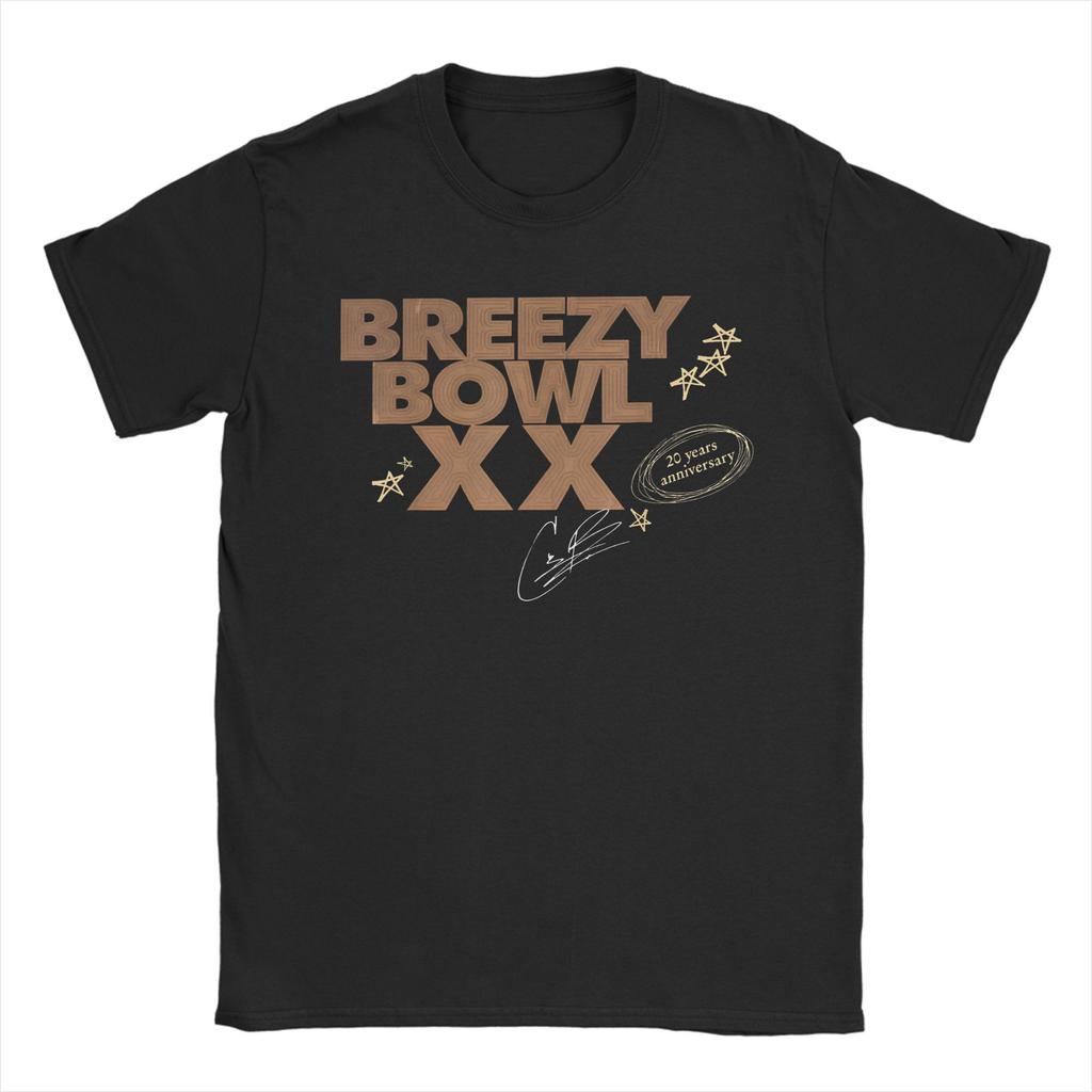 Men Rapper Chris Brown Breezy Bowl XX Tour T Shirts Pure Cotton Clothing Fashion Short Sleeve Crew Neck Tees Plus Size T-Shirts